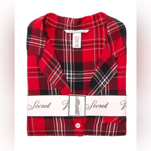 NWT Victoria’s Secret Cotton Printed Flannel Long PJ Set in Size Medium - Picture 8 of 14